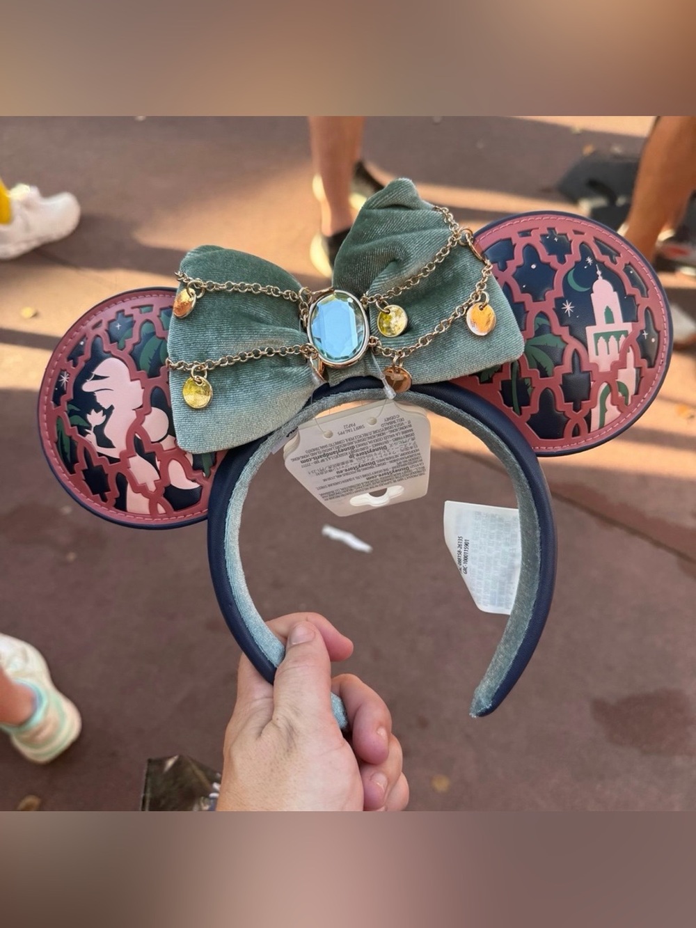 Disney-Inspired Green Velvet Bow Minnie Ears Headband